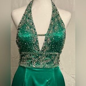 Prima Donna Emerald Backless Dress with Sparkling Details